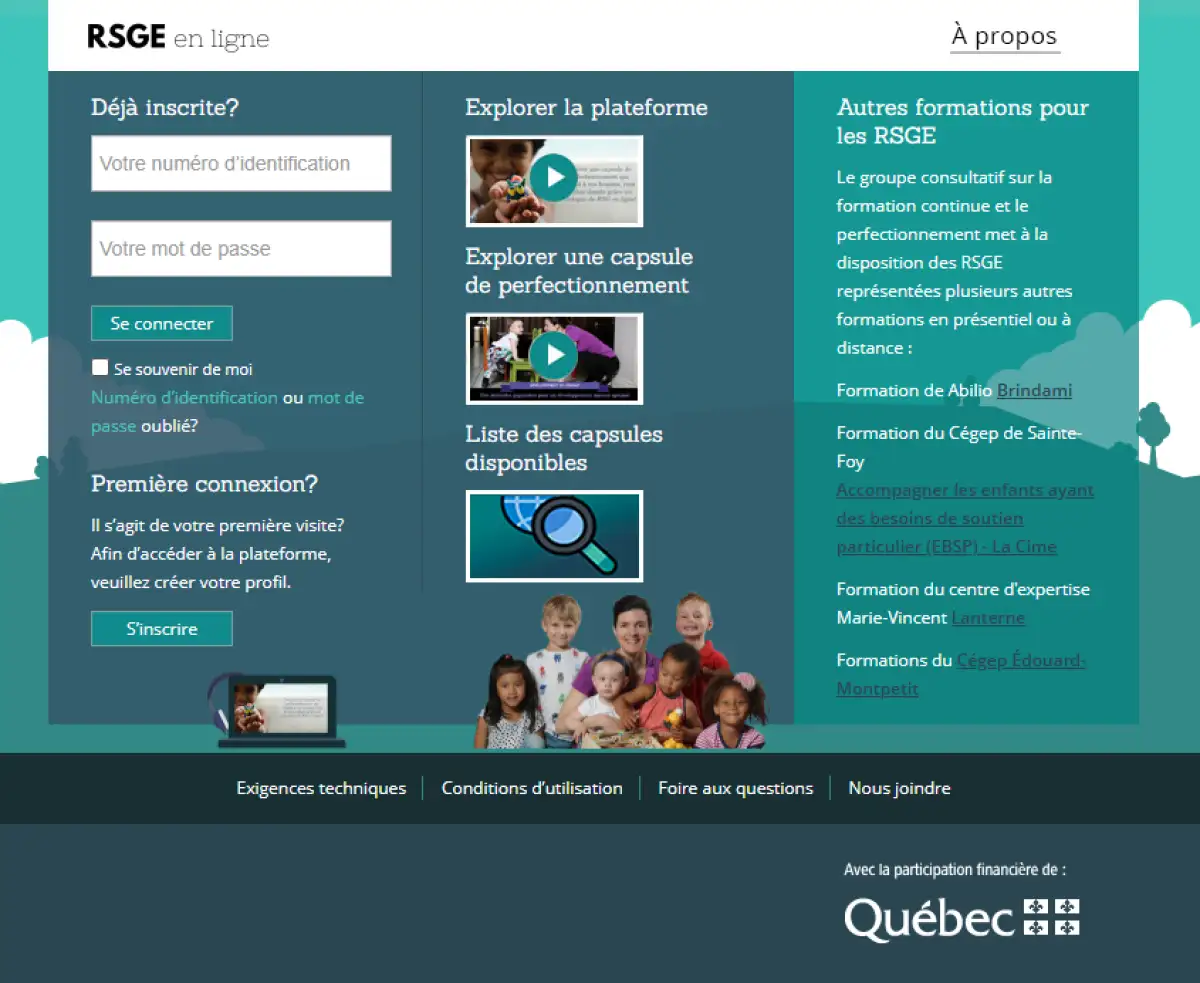 Capture écran de la plateforme RSGE en ligne