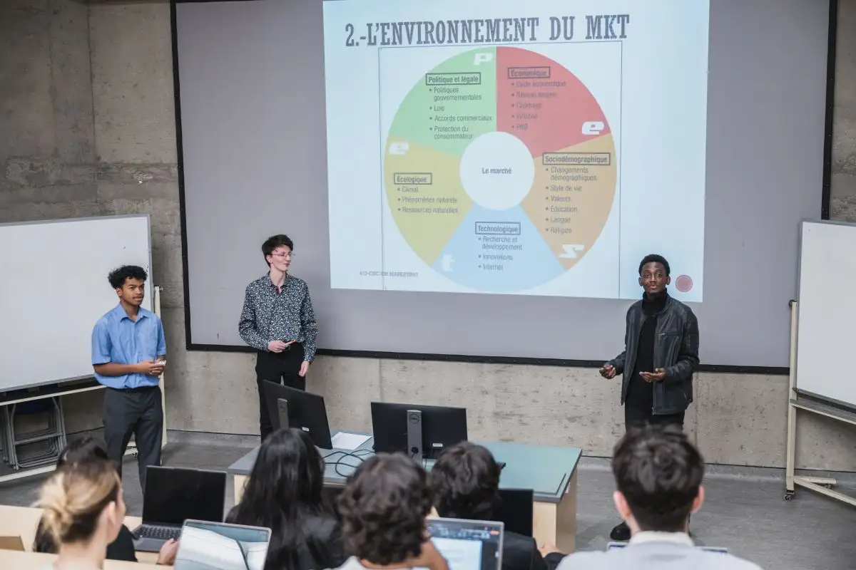 Personnes étudiantes qui font une présentation