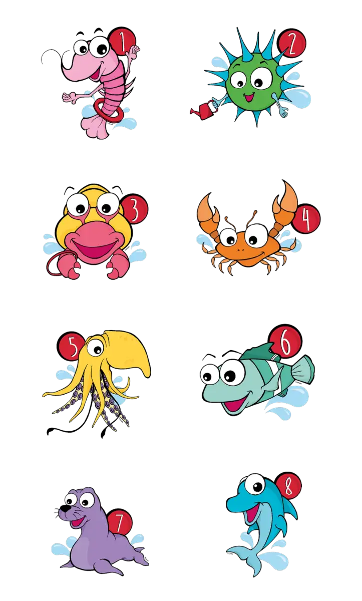 Pictogrammes des niveaux de cours de natation